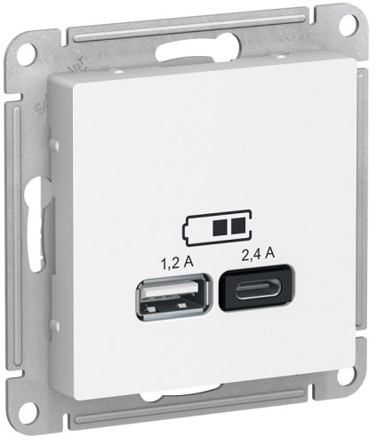 Розетка USB тип A+С без рамки Systeme Electric AtlasDesign 2-м. 2400мА белый фото Розетка USB тип A+С без рамки Systeme Electric AtlasDesign 2-м. 2400мА белый картинка